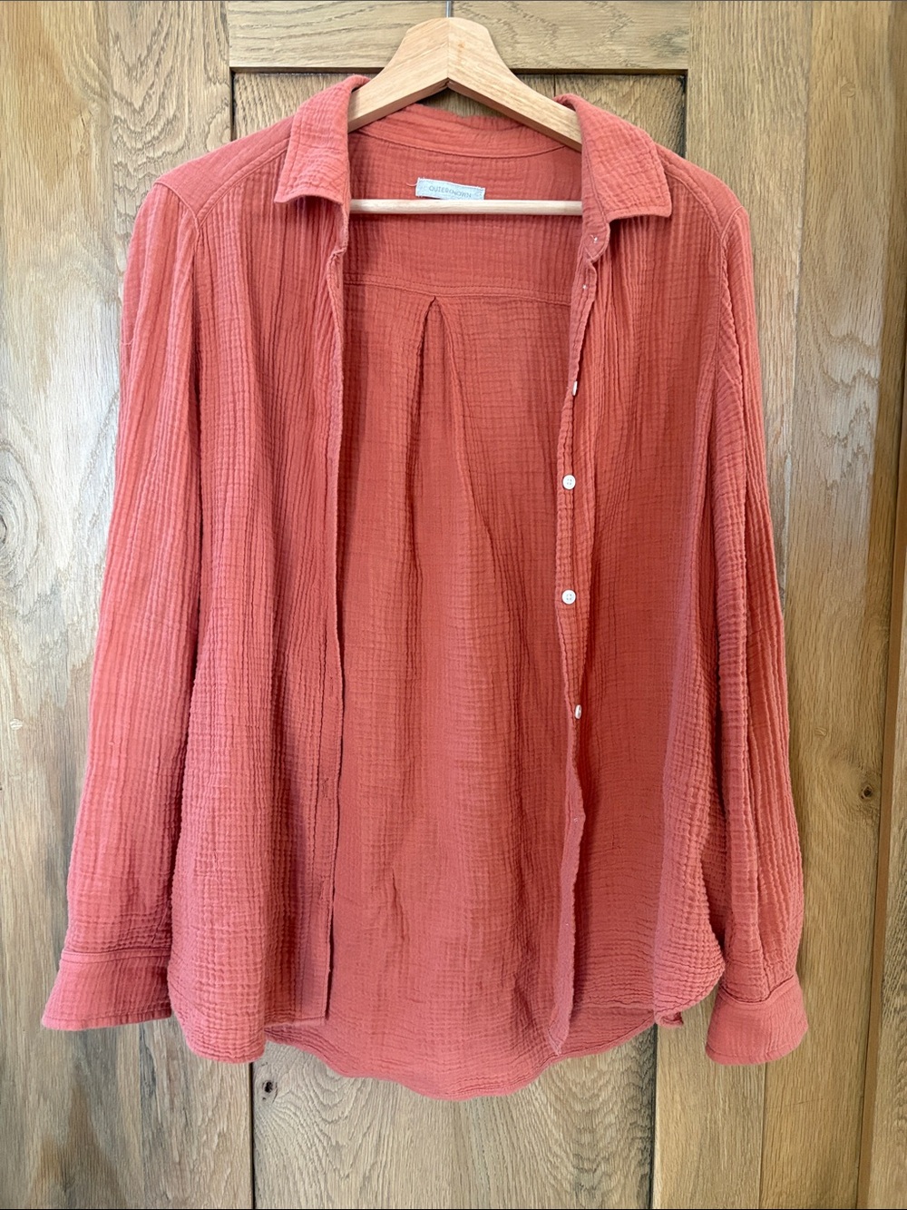 Outerknown Coral Gauze Button-Down Shirt
